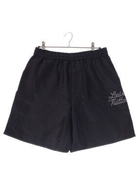 Louis Vuitton Silk Logo Print Signature Shorts Black 46